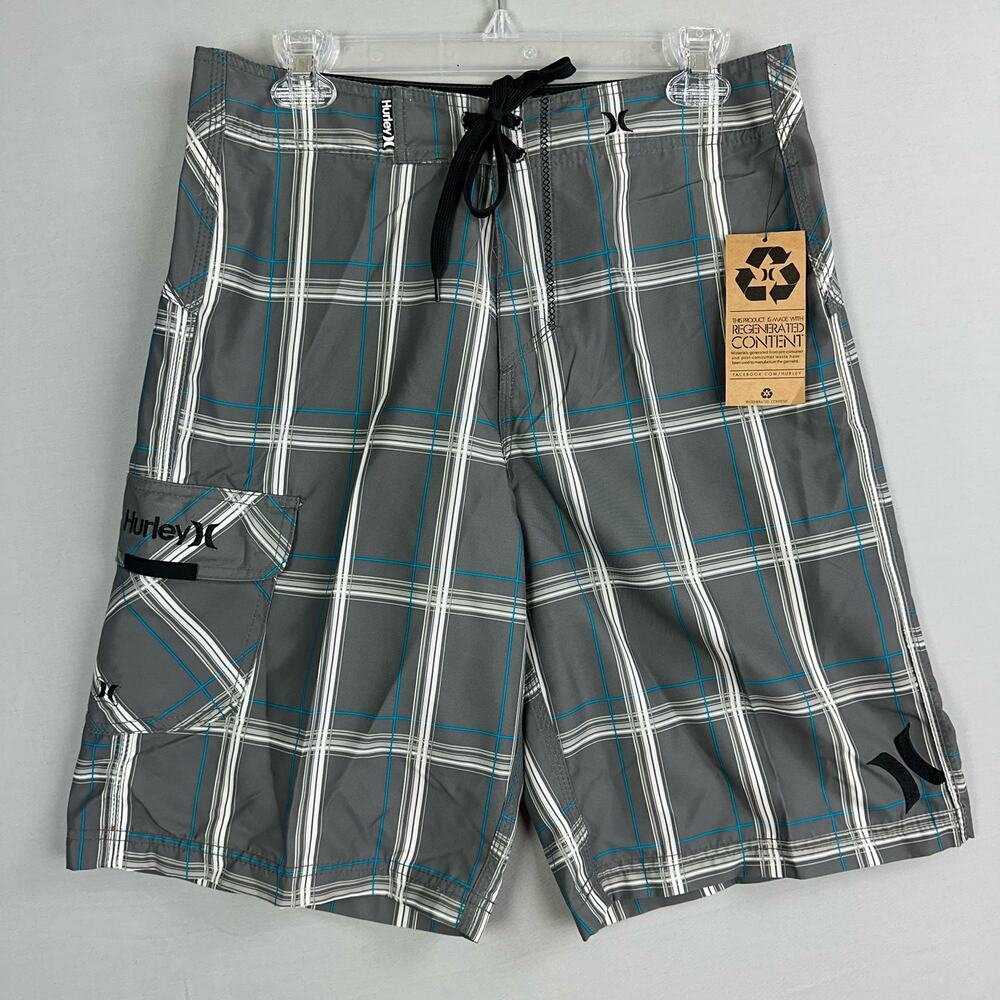 Hurley Men’s 30 Puerto Rico Board Shorts Plaid No Stretch 21” Length